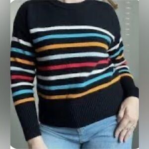 Philosophy Black Multicolor Striped Sweater